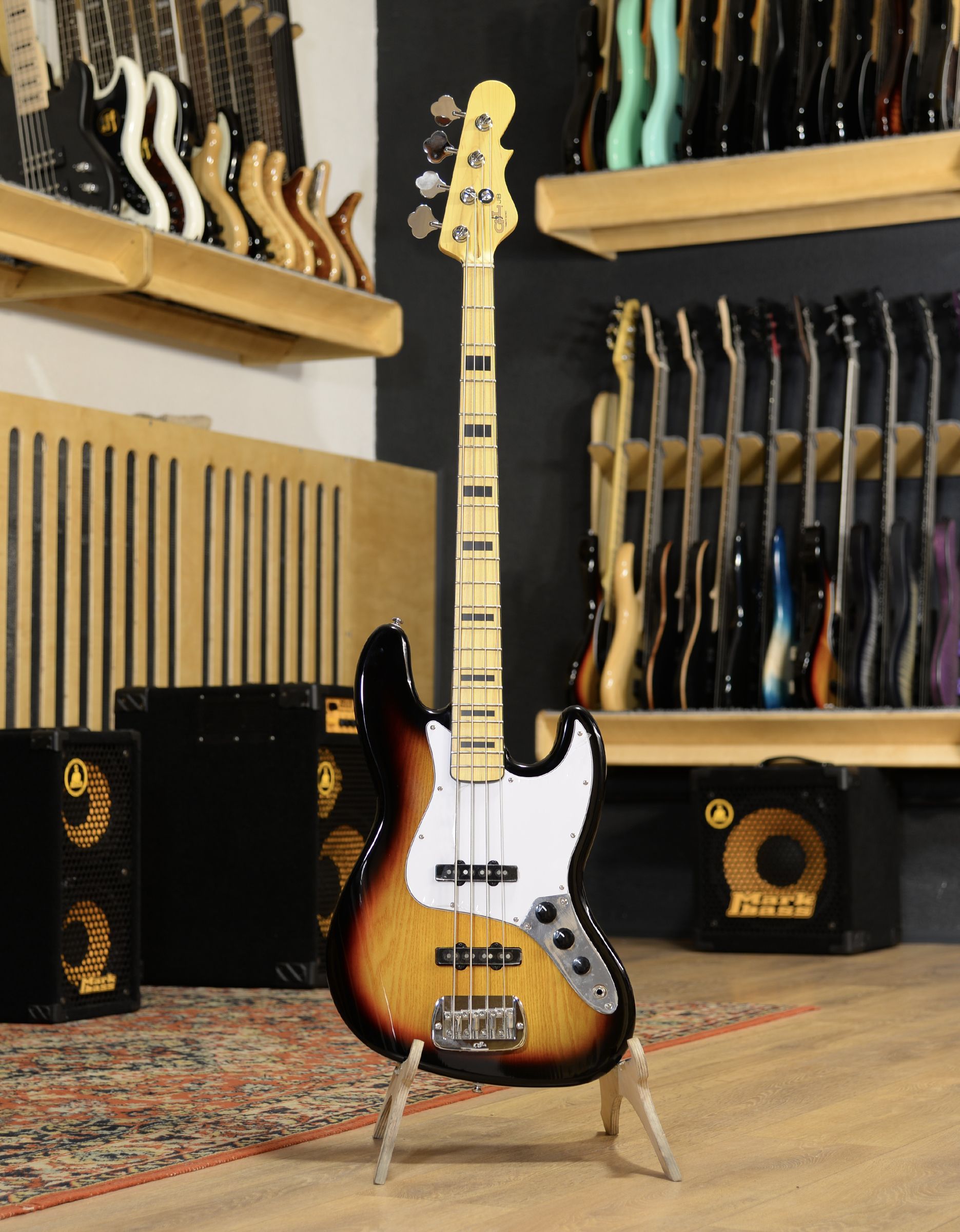 Бас-гитара G&L Tribute JB 3-Tone Sunburst MP Ash/Poplar - купить в "Гитарном Клубе"