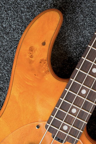 Бас-гитара Sterling StingRay RAY34HHPB-AM, Poplar Burl Top Amber - купить в "Гитарном Клубе"