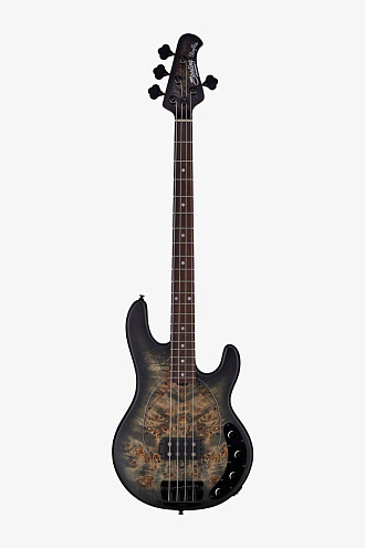Бас-гитара Sterling StingRay RAY34-PB, Poplar Burl Top, Trans Black - купить в "Гитарном Клубе"
