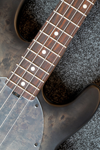 Бас-гитара Sterling StingRay RAY34-PB, Poplar Burl Top, Trans Black - купить в "Гитарном Клубе"