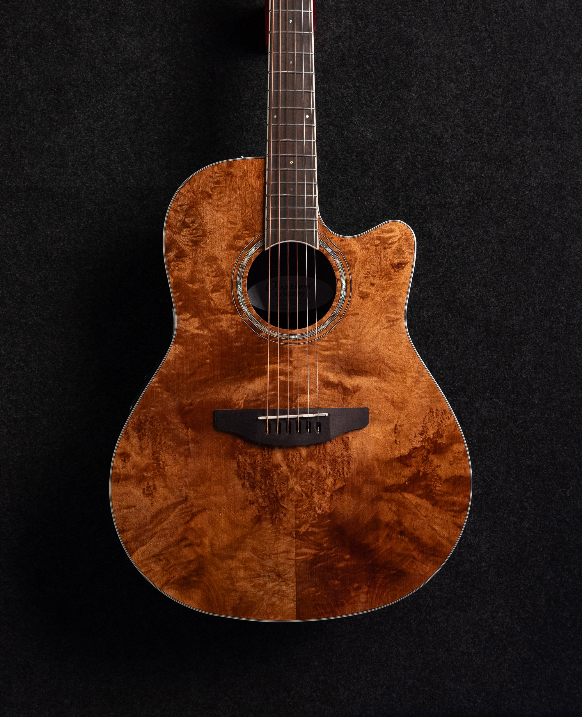 Электроакустическая гитара Ovation CS24P-NBM Celebrity Standard Plus Mid Cutaway Nutmeg Burled Maple - купить в "Гитарном Клубе"