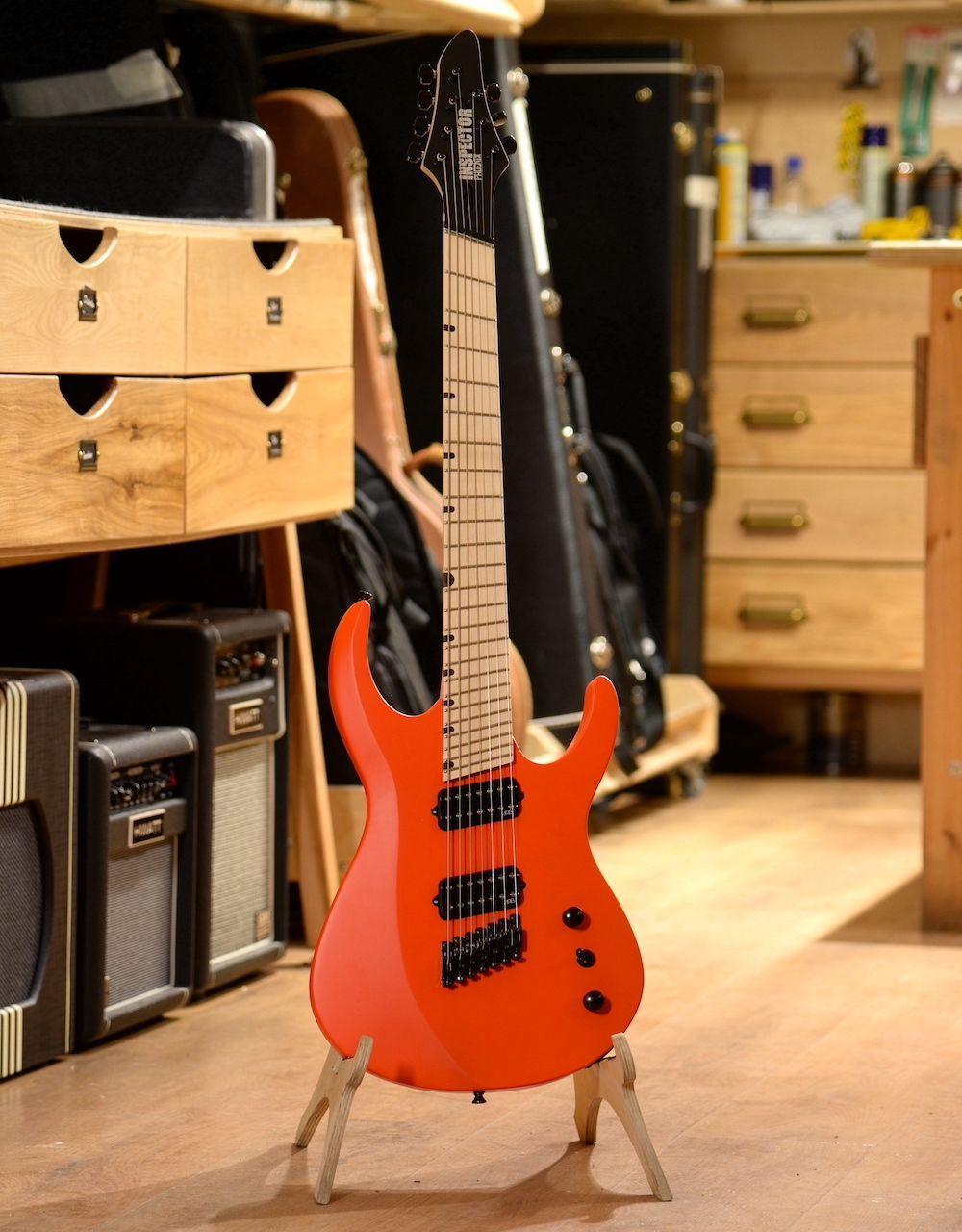 Электрогитара Inspector Phoenix 7 multiscale Neon Red - купить в "Гитарном Клубе"