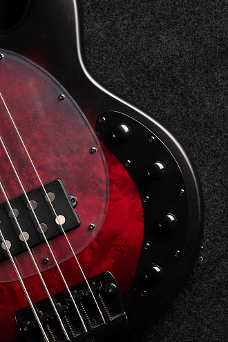 Бас-гитара Sterling StingRay RAY34PB, Poplar Burl Top, Dark Scarlet Burst Satin - купить в "Гитарном Клубе"